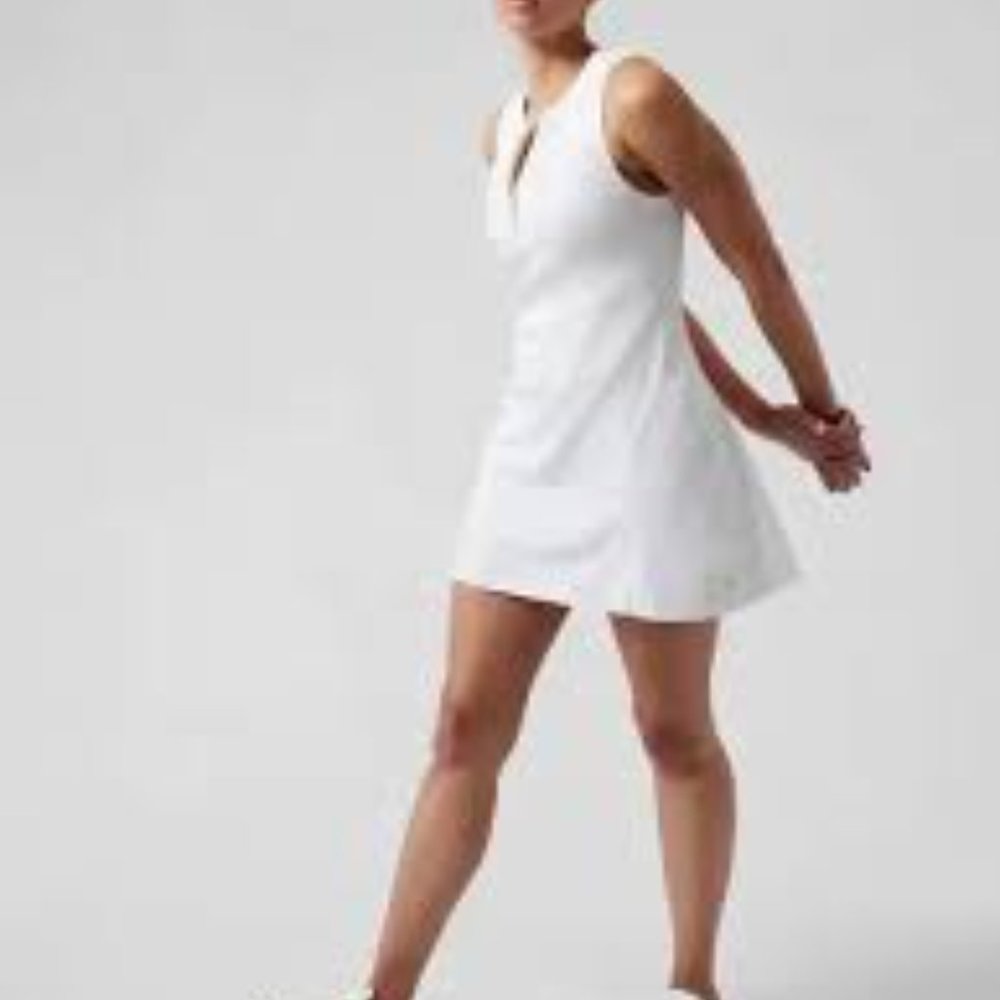 NEW Athleta Ace White Athleisure Activewear Tennis Mini Dress Women's Size Large